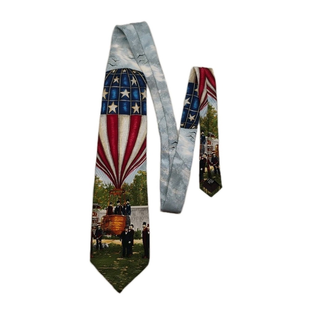 Tango Neck Tie First Patriotic Flight 1896 Americana Series Hot Air Balloon 55x4